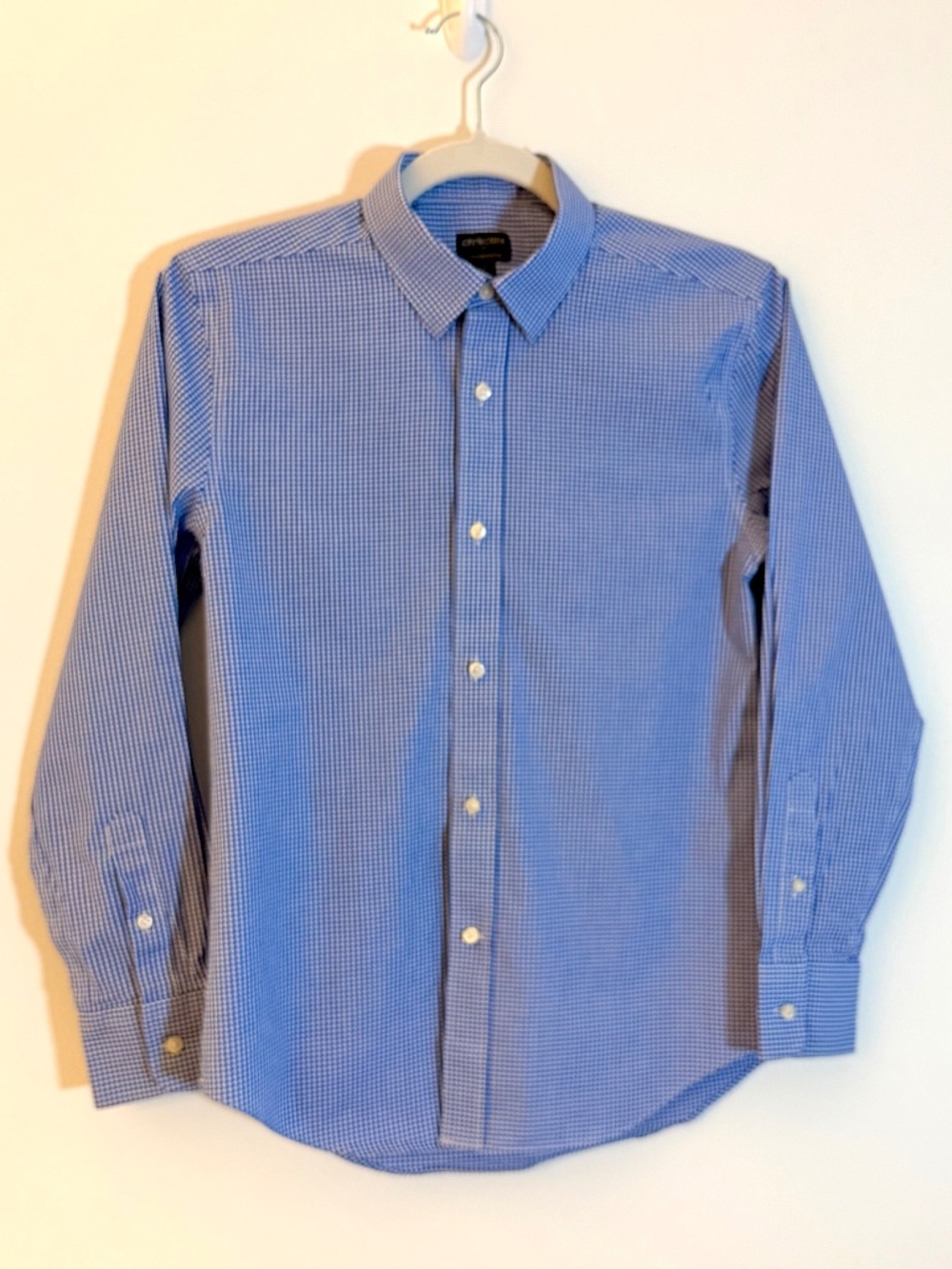 Crewcuts Factory Boys Thompson Gingham Button Down Shirt Blue White 12